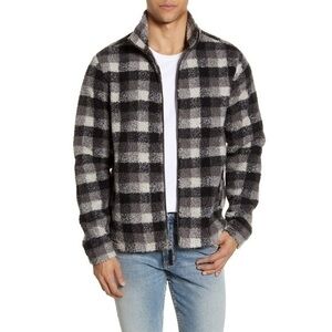 Bp.‎ Men’s Grey Ivory Buffalo Check Fleece Jacket Size XL NWT